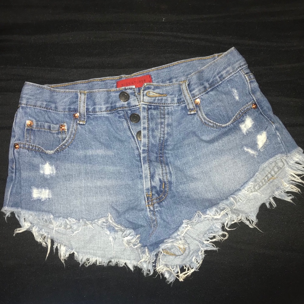 Denim high waisted shorts